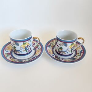 Adeline Porcelain Tea/Coffee Cup and Saucer Collectors Set of 2